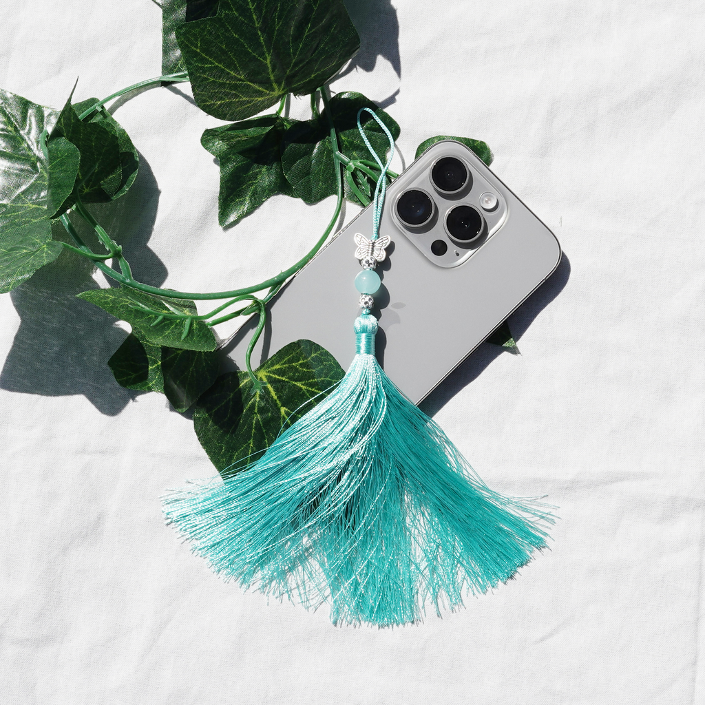Long Norigae Mint Phone Charm