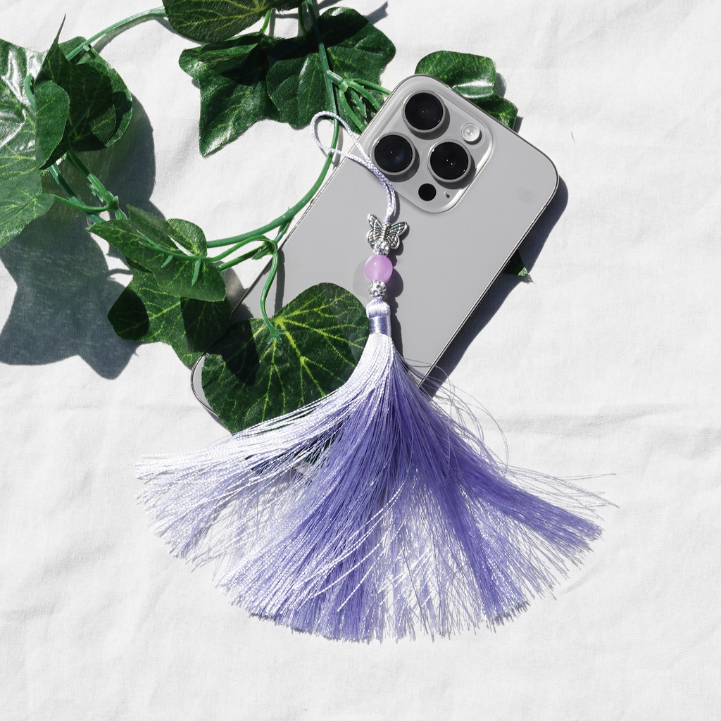 Long Norigae Purple Phone Charm
