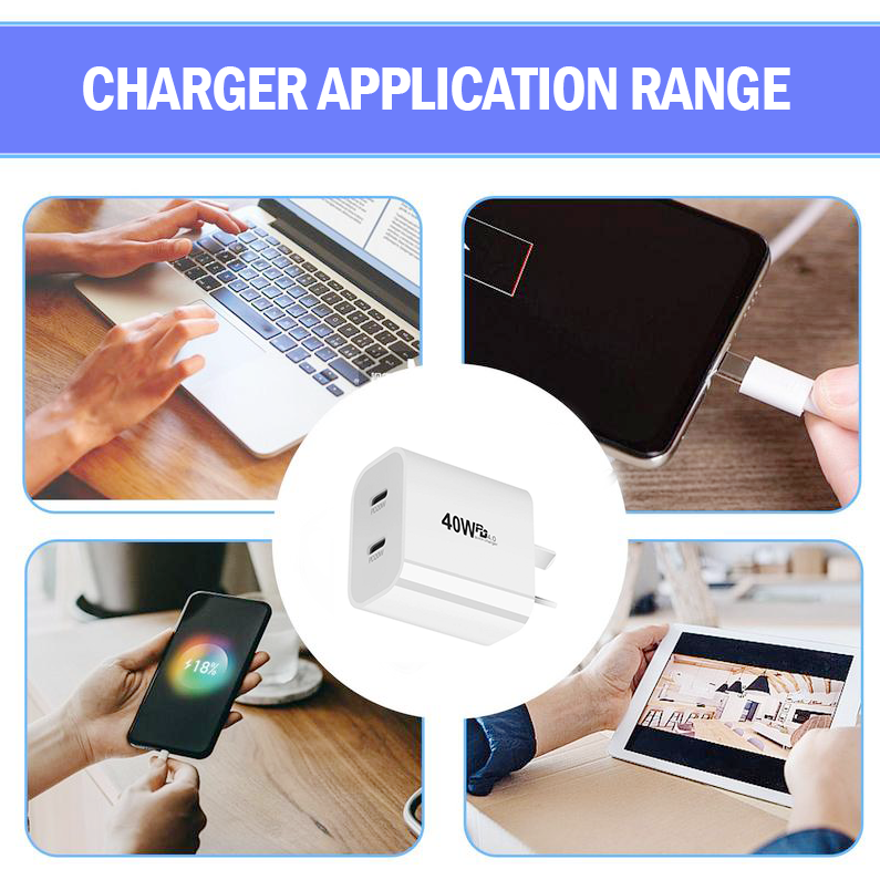 40W PD Dual Port USB C Fast Wall Charger Power Adapter For iPhone 15 / Pro / Pro Max / Plus Samsung Galaxy S21 / S22 / S23 Ultra & Rotatable 1m 60W Type-C to C Cable [Online Exclusive]