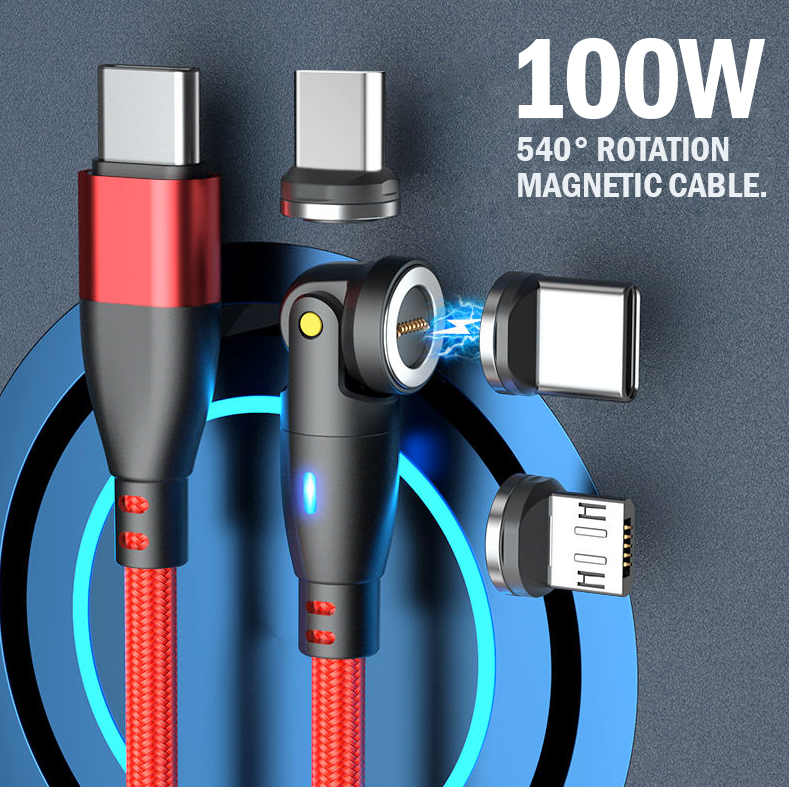 PD 100W USB Type-C Magnetic Charging Premium Cable 1m RED [Online Exclusive]