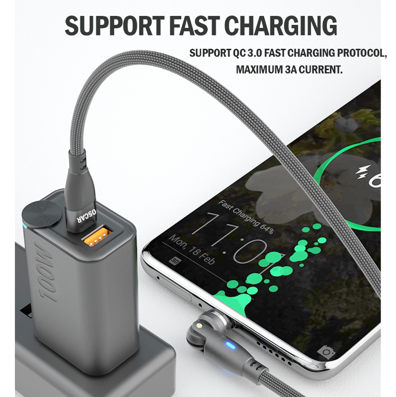 PD 100W USB Type-C Charging Cable Magnetic iPhone Micro USB Phone Charger Cord 1m Black [Online Exclusive]