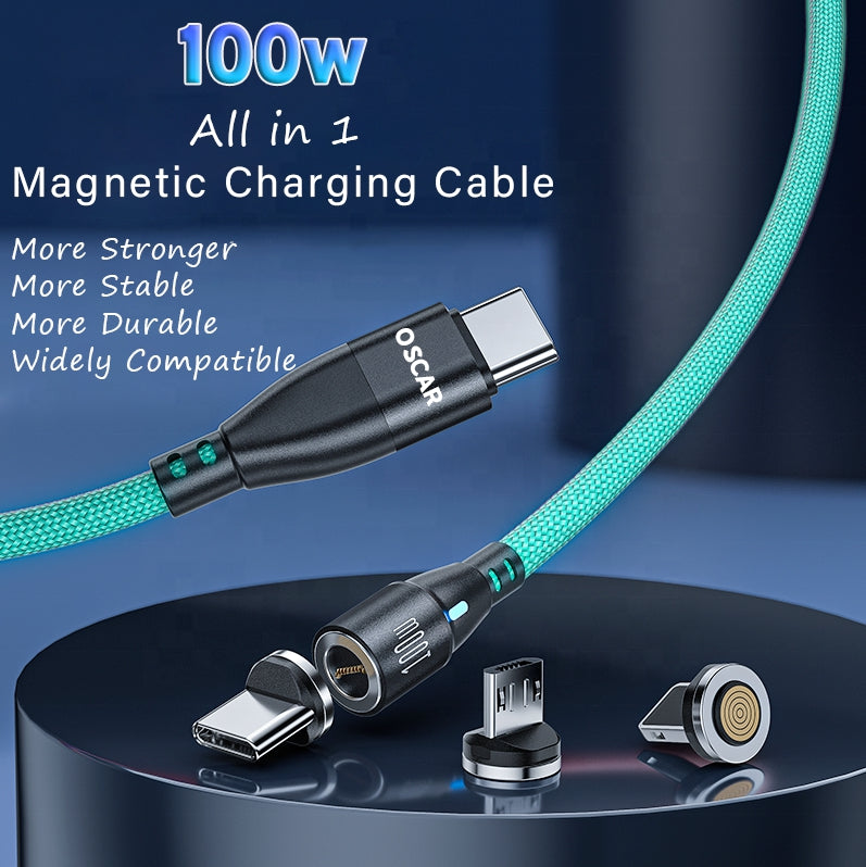 [ 3 Pack x 1m ] PD 100W USB Type-C Magnetic Charging Premium Cable [ Online Exclusive ]