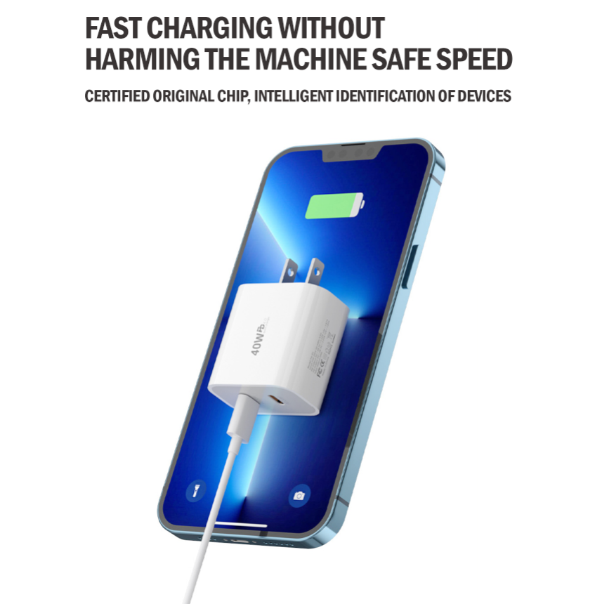 40W PD Dual Port USB C Fast Wall Charger Power Adapter For iPhone 15 / Pro / Pro Max / Plus Samsung Galaxy S21 / S22 / S23 Ultra & Rotatable 1m 60W Type-C to C Cable [Online Exclusive]