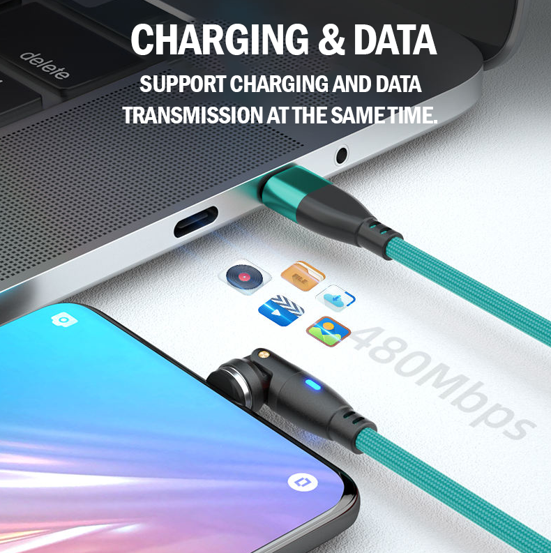 PD 100W USB Type-C Charging Cable Magnetic iPhone Micro USB Phone Charger Cord 1m Green [Online Exclusive]