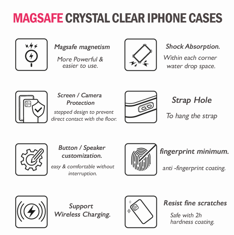 iPhone 14 Pro Magsafe Case Clear Transparent Slim Shockproof Magnetic Cover [Online Exclusive]