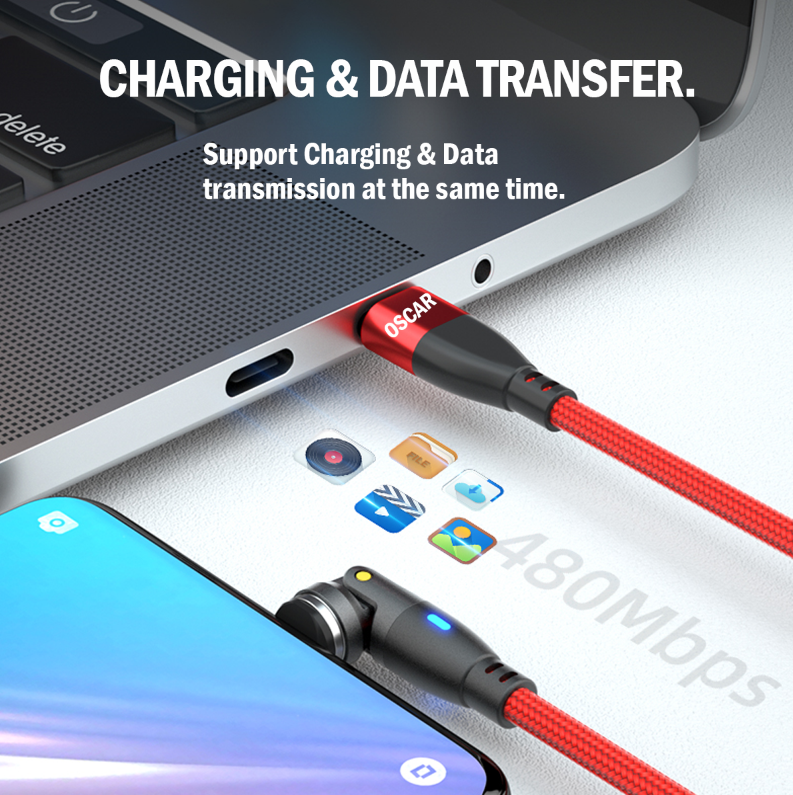 PD 100W USB Type-C Charging Cable Magnetic iPhone Micro USB Phone Charger Cord 1m RED [Online Exclusive]