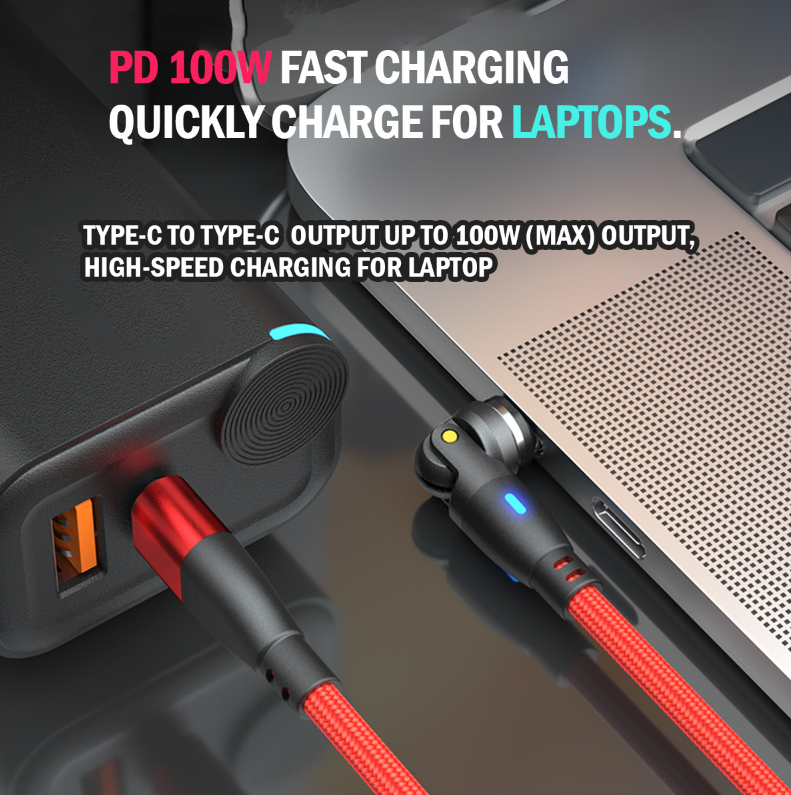 PD 100W USB Type-C Charging Cable Magnetic iPhone Micro USB Phone Charger Cord 1m RED [Online Exclusive]