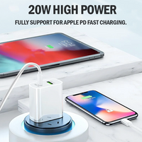 [Gift Under $50] 20W PD Dual Port Fast Charge Wall Charger Power Adapter For iPhone 15 Pro Max Samsung with 3in1 Magnetic Cable [onlie exclusive]