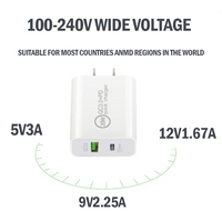20W PD Dual Port Fast Charge Wall Charger Power Adapter For iPhone 15 Pro Max Samsung with 3in1 Magnetic Cable [onlie exclusive]