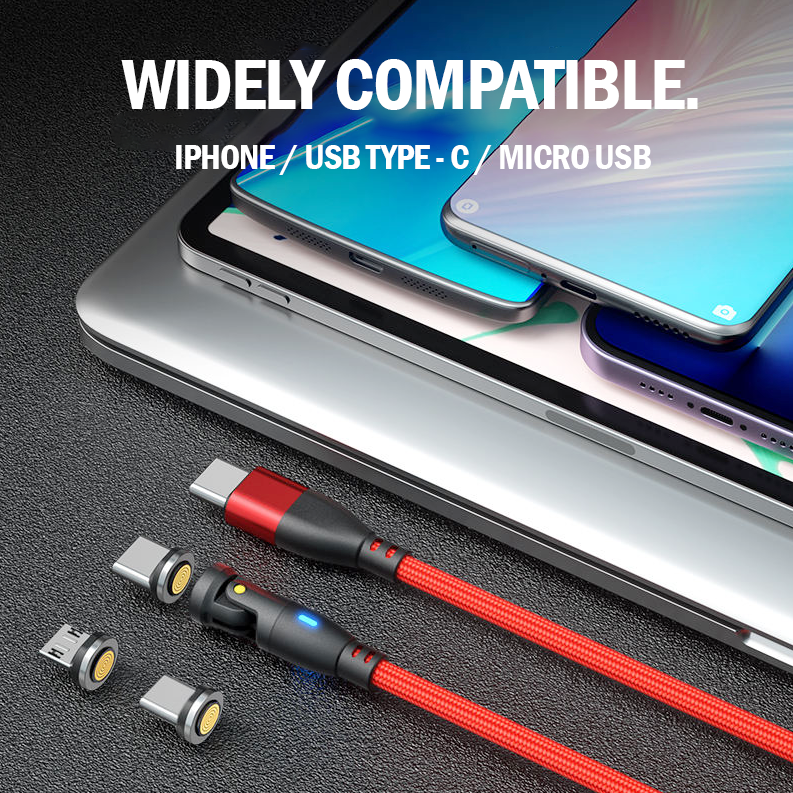 PD 100W USB Type-C Charging Cable Magnetic iPhone Micro USB Phone Charger Cord 1m RED [Online Exclusive]