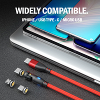 PD 100W USB Type-C Charging Cable Magnetic iPhone Micro USB Phone Charger Cord 1m RED [Online Exclusive]