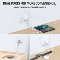 [Gift Under $50] 40W PD Dual Port USB C Fast Wall Charger Power Adapter For iPhone 15 / Pro / Pro Max / Plus Samsung Galaxy S21 / S22 / S23 Ultra & Rotatable 1m 60W Type-C to C Cable [Online Exclusive]