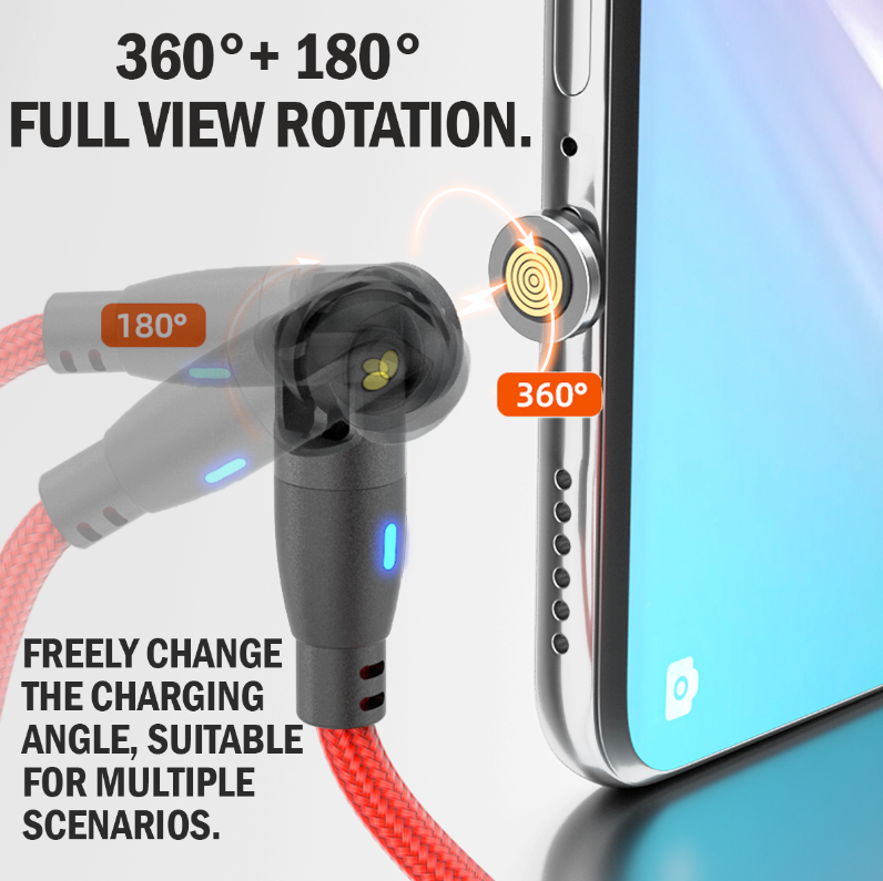 PD 100W USB Type-C Charging Cable Magnetic iPhone Micro USB Phone Charger Cord 1m RED [Online Exclusive]