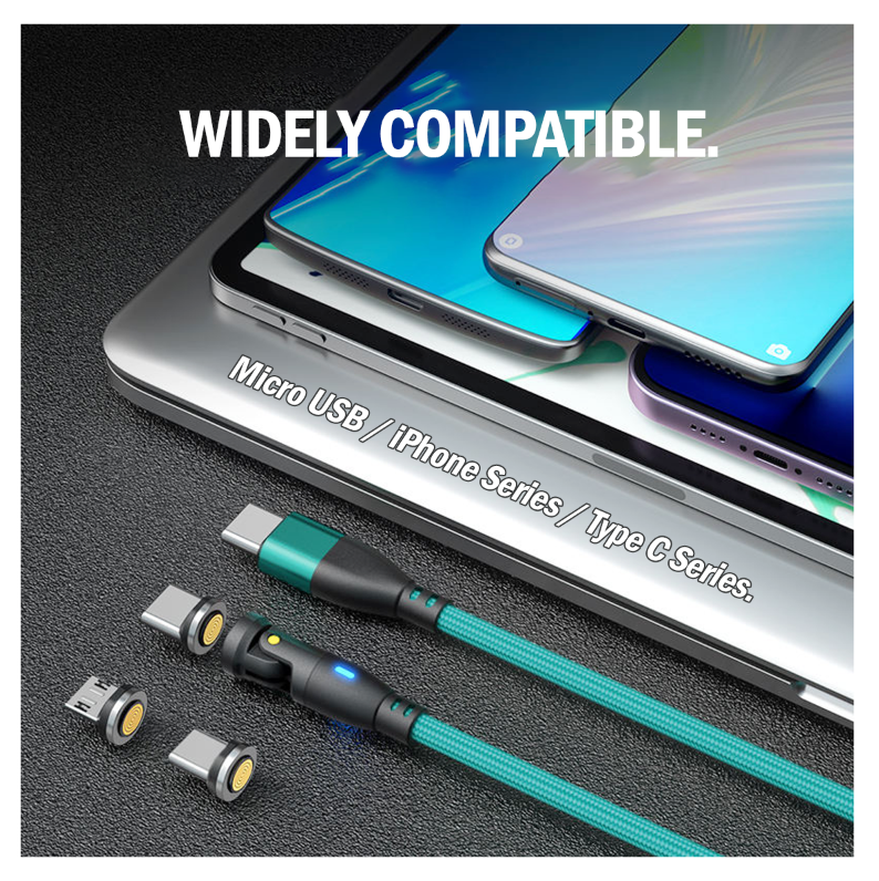 PD 100W USB Type-C Charging Cable Magnetic iPhone Micro USB Phone Charger Cord 1m Green [Online Exclusive]