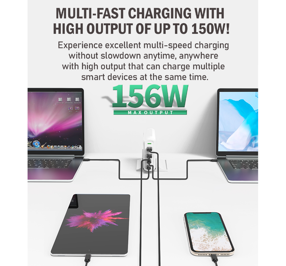 [Gift Under $100] PD 150W USB C Desktop Super Fast Charging Station 4 Ports [Online Exclusive]