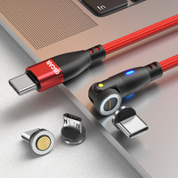 PD 100W USB Type-C Charging Cable Magnetic iPhone Micro USB Phone Charger Cord 1m RED [Online Exclusive]