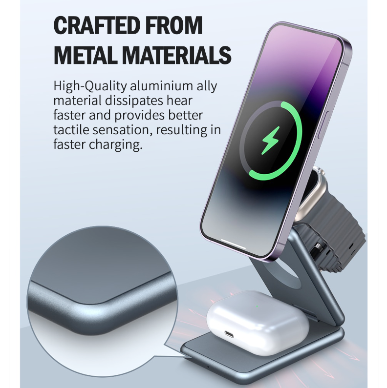 Callstel iPhone Ladestation: 3in1-Induktions-Ladestation für Smartphone,  Apple Watch & AirPods, 10W (Ladestation iPhone Apple Watch)