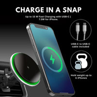 Oscar 2 in 1 MagSafe Compatible Magnetic Wireless Car Charger (Suction & Air vent mount)