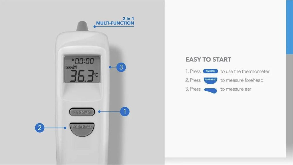 Momax 1-Health Infrared Thermometer, Forehead & ear thermometer, Non-Touch for Baby, Kids and Adults