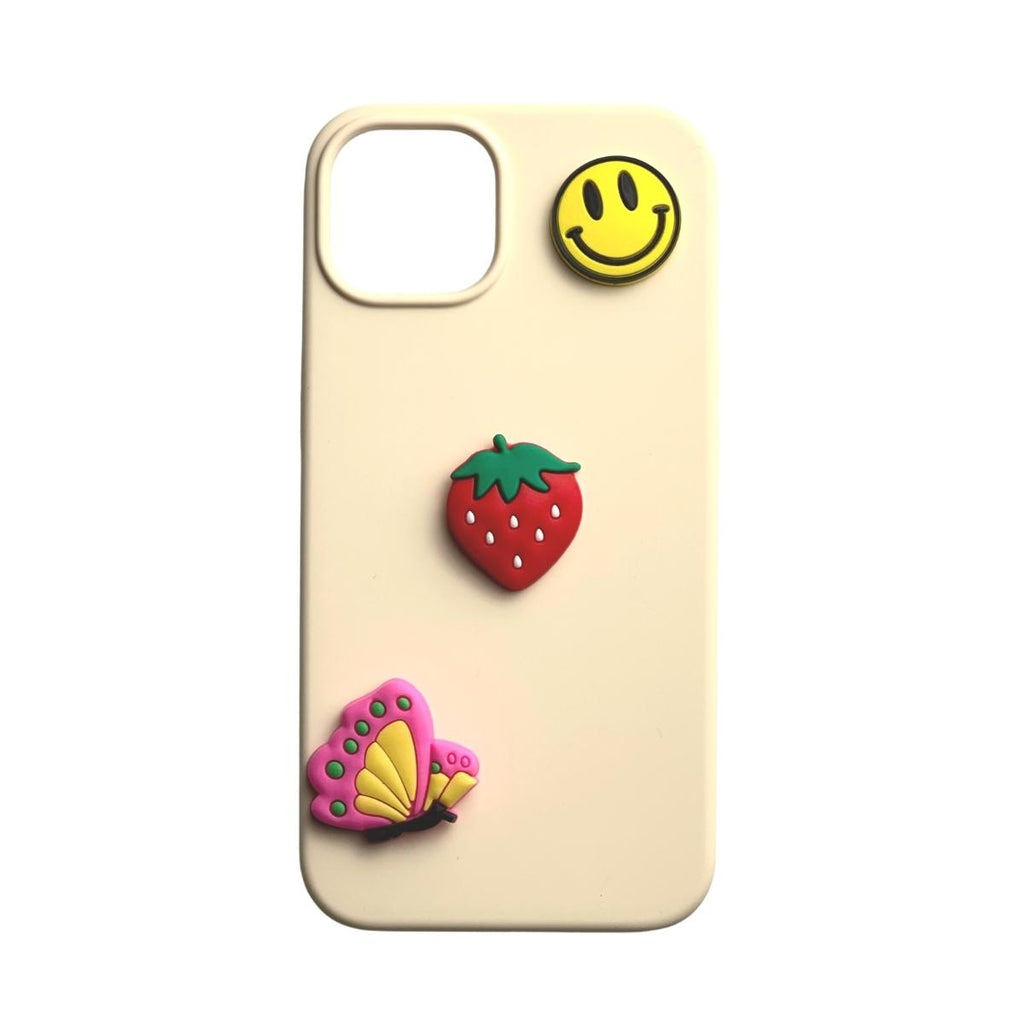 Yellow smiley face&Pink butterfly&Strawberry-Charms for shoe decoration and phone case - 3 pieces pack #9