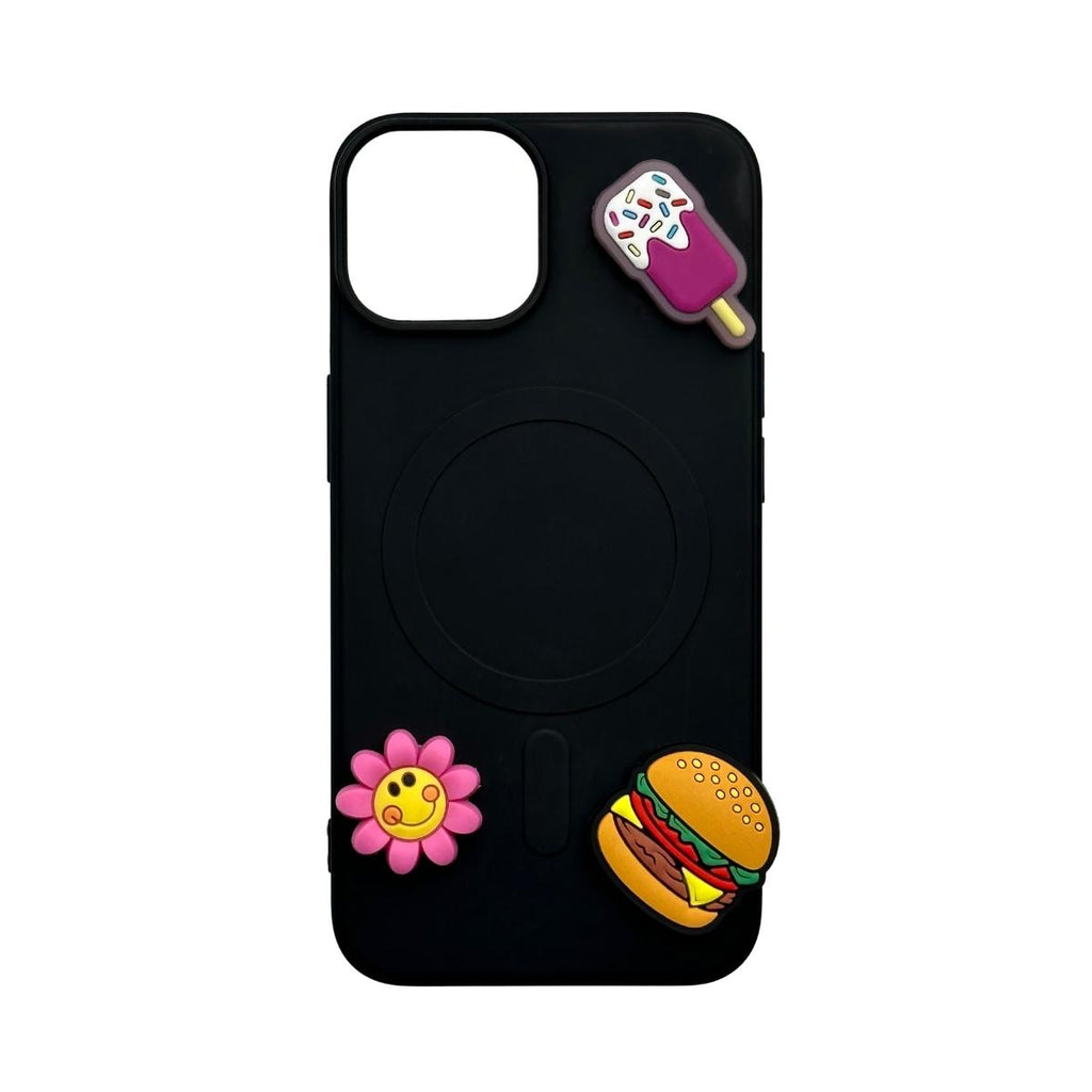 Pink flower face& Hamburger&Ice cream stick-Charms for shoe decoration and phone case:3 pieces pack #13