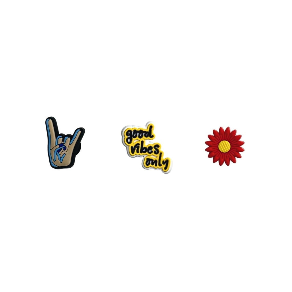 Hang loose/Shaka sign&good vibes only&Red flower&-Charms for shoe decoration and phone case:3 pieces pack #14