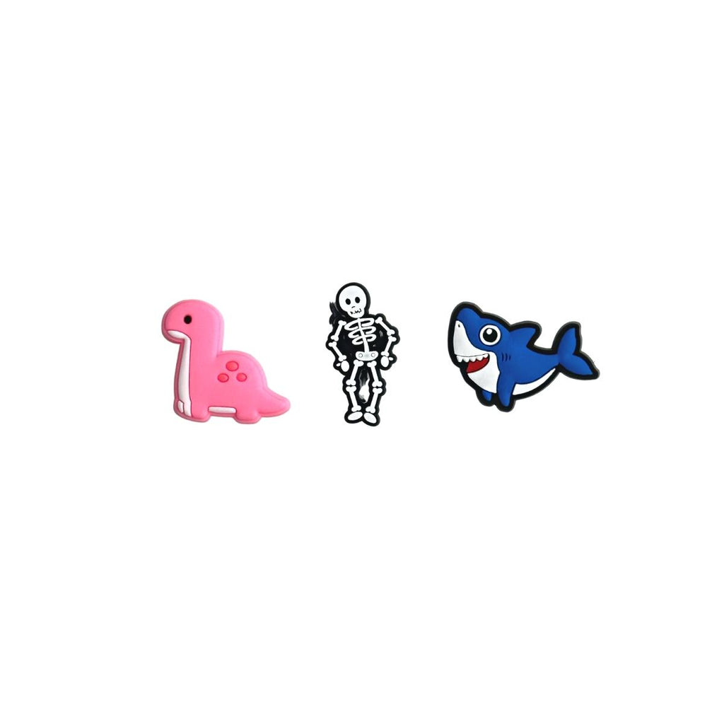 Pink dinosaur&White skeleton& Shark -Charms for shoe decoration and phone case:3 pieces pack #22