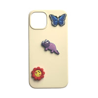 Red flower face&Purple dinosaur(Triceratops)&Blue butterfly-Charms for shoe decoration and phone case:3 pieces pack #25