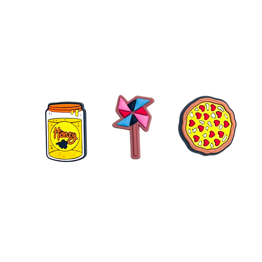 Honey&Pinwheel&Pizza-Charms for shoe decoration and phone case:3 pieces pack #39