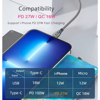 Oscar 3 in 1 Magnetic 100W Fast Charging Cable (1M / 1.8M) [Online Exclusive]